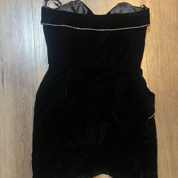 80s Victor Costa For Saks Fifth Avenue Black Velvet Strapless Dress Sz 10 - Picture 3 of 6